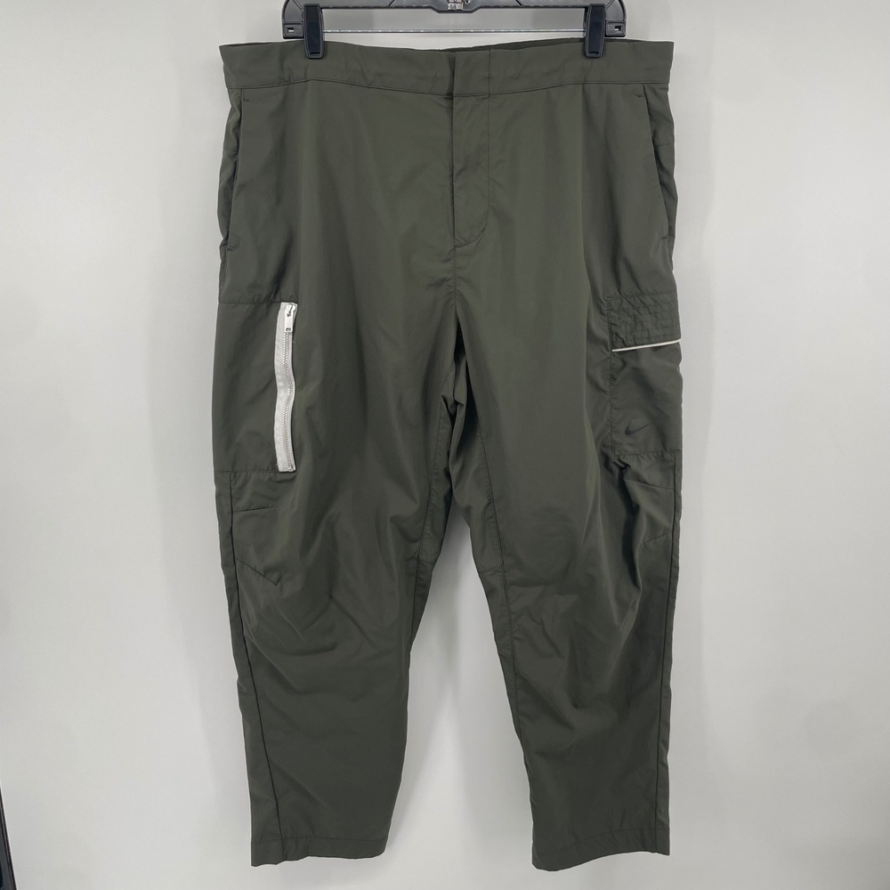 Nike Cargo Pants Mens 38 Green Woven Utility Tapered Sportswear Pockets